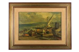 PRIVITERA ANTONIO 1940,Scorcio di porto con barche,Dams Casa d'Aste IT 2021-02-21