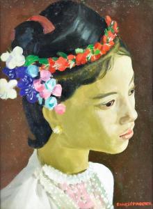 PROCTER Ernest,Shoulder-length portrait of a young oriental woman,Canterbury Auction 2023-07-29