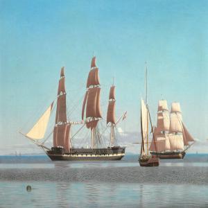 PROMMEL Julius,Quiet day at sea with frigate, yacht and brig,1839,Bruun Rasmussen 2015-11-24