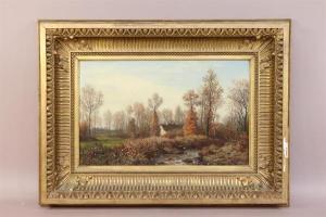 PRON Hector 1817-1905,Femme près du ruisseau en forêt,Auxerre Enchères FR 2019-12-01