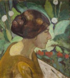 PRONASZKO Zbigniew 1885-1958,Portret kobiety wśród kwiatów,1915,Desa Unicum PL 2017-03-30