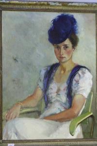 PRONK ROMPELMAN Maria 1910,Portret van dame met blauw hoedje,Venduehuis NL 2010-09-01