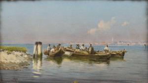 PROSDOCIMI Alberto 1852-1925,Fishermen on barges,Mallams GB 2023-10-18