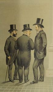 PROSPERI Liborio,Cartoon of three gentlemen standing full-length,1881,Rosebery's 2022-03-01