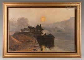 PROST Gaston,Vue de Paris, le pont des Invalides au levé du jou,1911,Gros-Delettrez 2021-07-06