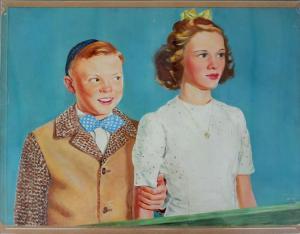Prout Fay 1916-1997,Illustration quality painting of young boy and girl,Burchard US 2017-08-20