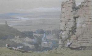 PROUT Samuel Gillespie 1822-1911,Sheep before a ruin and estuary,Dreweatt-Neate GB 2010-06-24