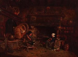 PROVIS Alfred 1843-1886,At the spinning wheel,1852,Bellmans Fine Art Auctioneers GB 2021-10-12
