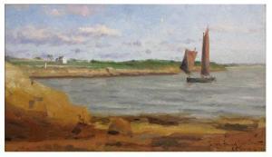 PROVOST GRAYSON Clifford 1857-1951,Ocean inlet view with sailboat,1884,CRN Auctions US 2010-04-25