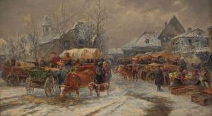 PRUCHA Gustav 1875-1952,Market Day in Winter,Hargesheimer Kunstauktionen DE 2022-09-07