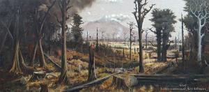 PRUDEN George Edmond 1800-1900,Bush Clearing, Mt Egmont,International Art Centre NZ 2013-07-31