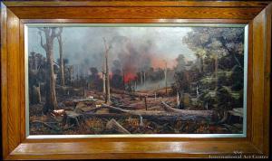 PRUDEN George Edmond,Bush Fire in the King Country,1908,International Art Centre 2016-04-06