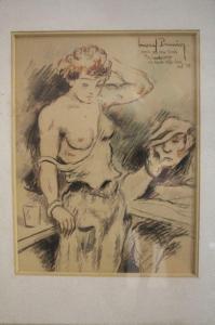PRUNIER Marcel 1900-1900,Jeune femme dénudé et homme attablé au bar,1938,ARCADIA S.A.R.L 2019-12-14