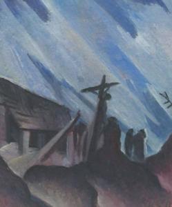 PRUSHECK Harvey 1887-1940,Night scene with cross,Aspire Auction US 2021-10-28