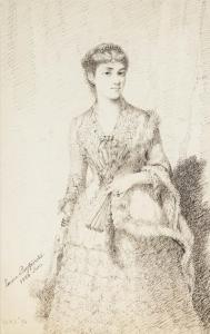 PRZEPIORSKI Lucien 1830-1911,Portret damy z wachlarzem,1884,Sopocki Dom Aukcjny PL 2023-09-20