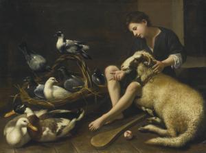 PSEUDO SALINI O MAESTRO SB,A GENRE SCENE OF A SEATED BOY WITH BAT AND BALL,Sotheby's 2016-01-29