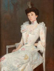 PSTROKONSKI PORAJ Stanislaw,Portrait of a lady in a white dress,1899,Desa Unicum 2023-12-19