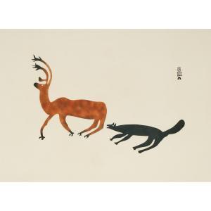 PUDLAT Pudlo 1916-1992,CARIBOU CHASED BY WOLF,1960,Waddington's CA 2024-03-07