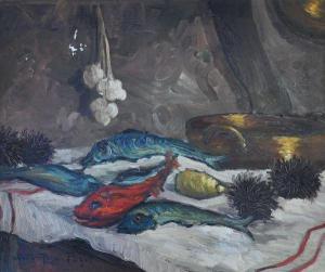 PUGET Claude Roger,Nature morte aux poissons,Richmond de Lamaze FR 2011-07-02