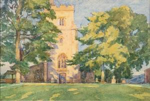 PUGHE Buddig Anwylini 1857,A sunlit village church,1926,Bearnes Hampton & Littlewood GB 2023-01-17