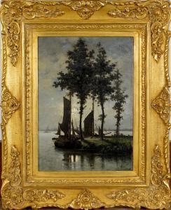 PULINCKX Louis 1843-1910,Paysage avec Bateaux au Clair de lune.,Galerie Moderne BE 2018-11-13