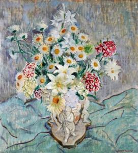Pulleine Robert 1911-1992,Still Life  Daisies and Oriental Lilies in Vase,Elder Fine Art 2014-07-27