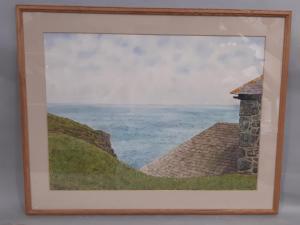 PULLEN W 1962,coastal view with stone building,1990,Wotton GB 2022-07-26