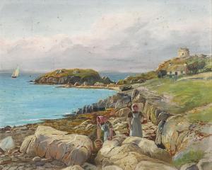 PURCHAS Thomas James 1855-1930,Costal scene with figures,Eastbourne GB 2021-09-08