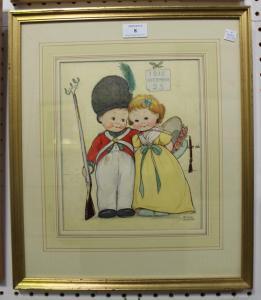 PURSER Phyllis,Greetings Postcard Illustration with a Soldier Boy,Tooveys Auction GB 2017-02-22