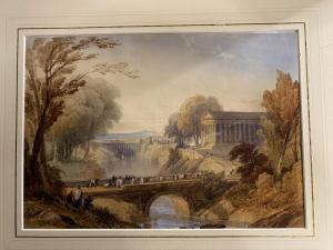 PURSER William 1790-1852,Classical buildings by a gorge,1825,Henry Aldridge GB 2020-03-14