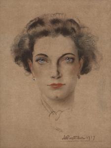 PURTSCHER Alfons 1885-1962,Portrait of a lady with striking blue eyes,1937,Mallams GB 2020-08-03
