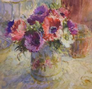 PUTMAN Salliann 1937,still life with vase of flowers,Clevedon Salerooms GB 2021-11-25