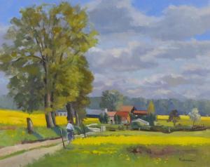 PUYBAREAU Annie 1955,Country Landscape with Farmhouse,Burchard US 2015-07-26