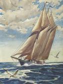 PYLES Virgil E 1891-1963,Sailboat at Sea,Heritage US 2008-05-09