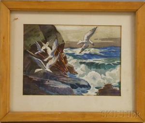 PYLES Virgil E 1891-1963,Seagulls Along a Stormy Sea,Skinner US 2011-11-16