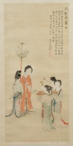 QI GAI 1774-1829,Depicting a group of four women from the Qing dynasty,Skinner US 2012-04-20