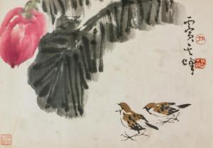 QIFENG SUN 1921,sparrows and tomato,888auctions CA 2022-10-06
