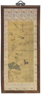 QING DYNASTY 1644-1912,Bird perched on leafy branches bearing composite f,Christie's GB 2018-03-22