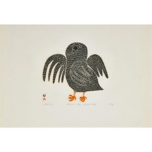 QINNUAYUAK Lucy 1915-1982,Kinngait (Cape Dorset) LITTLE OWL,1976,Waddington's CA 2024-03-07