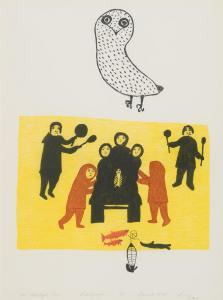 QINNUAYUAK Lucy 1915-1982,The Watchful Owl,1975,Heffel CA 2024-02-29