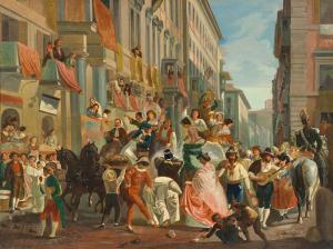 QUAEDVLIEG Carel Max Gerlach 1823-1874,Carneval at Piazza Colonna,Lempertz DE 2022-05-21