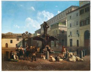 QUAEDVLIEG Carel Max Gerlach 1823-1874,Rome, Piazza Barberini,1864,Palais Dorotheum AT 2021-12-17
