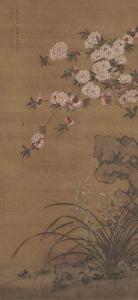 QUAN MA 1669-1722,Flowers and Rock,1742,Christie's GB 2016-03-16