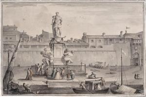 QUARENGHI Giacomo,Der Hafen von Livorno mit dem Monumento dei Quattr,Galerie Bassenge 2023-12-01