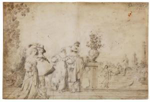 QUAST Pieter Jansz,Couples conversing in the park of a country house,1638,Sotheby's 2024-01-31