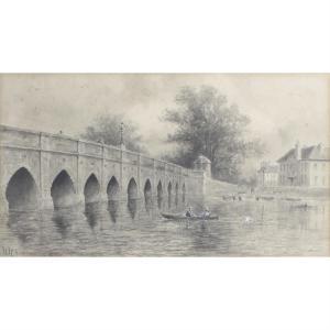 QUATREMAINE William Wells 1857-1930,a view of Clopton Bridge, Stratford-Upon-Av,1892,Fellows & Sons 2021-11-29