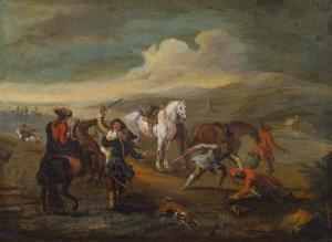 QUERFURT August 1698-1761,Landschaft mit Reitern,im Kinsky Auktionshaus AT 2015-06-16