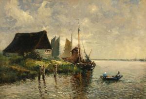 QUINET Charles H,Coastal scene with two figures in a boat,Butterscotch Auction Gallery 2016-11-06