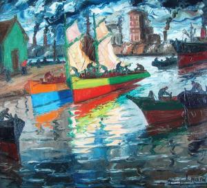 QUINQUELA MARTIN Benito 1890-1977,"BARCOS ILUMINADOS".,Galeria Arroyo AR 2014-10-30