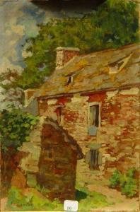 QUINTON Edmond 1892-1969,Vue de la mer. Maison dans un village,Siboni FR 2020-06-28